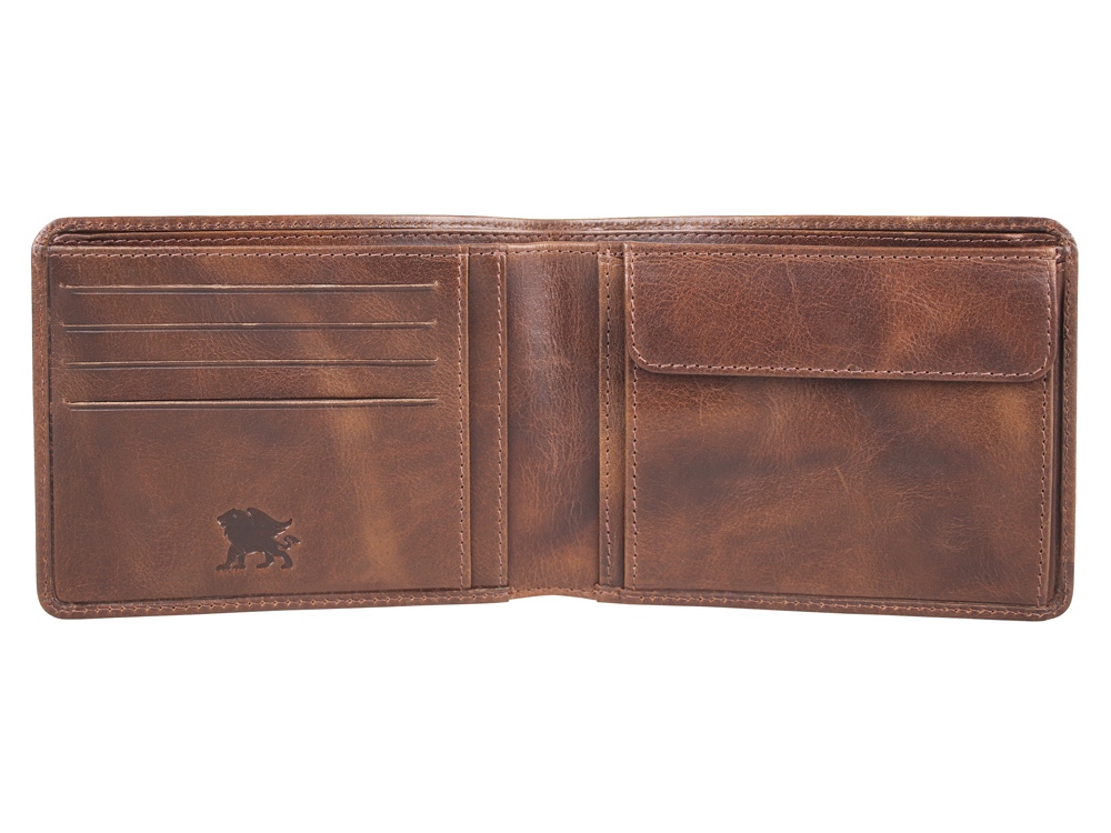 Бумажник Mano Don Luca, натуральная кожа в коньячном цвете, 12,5 х 9,7 см-3