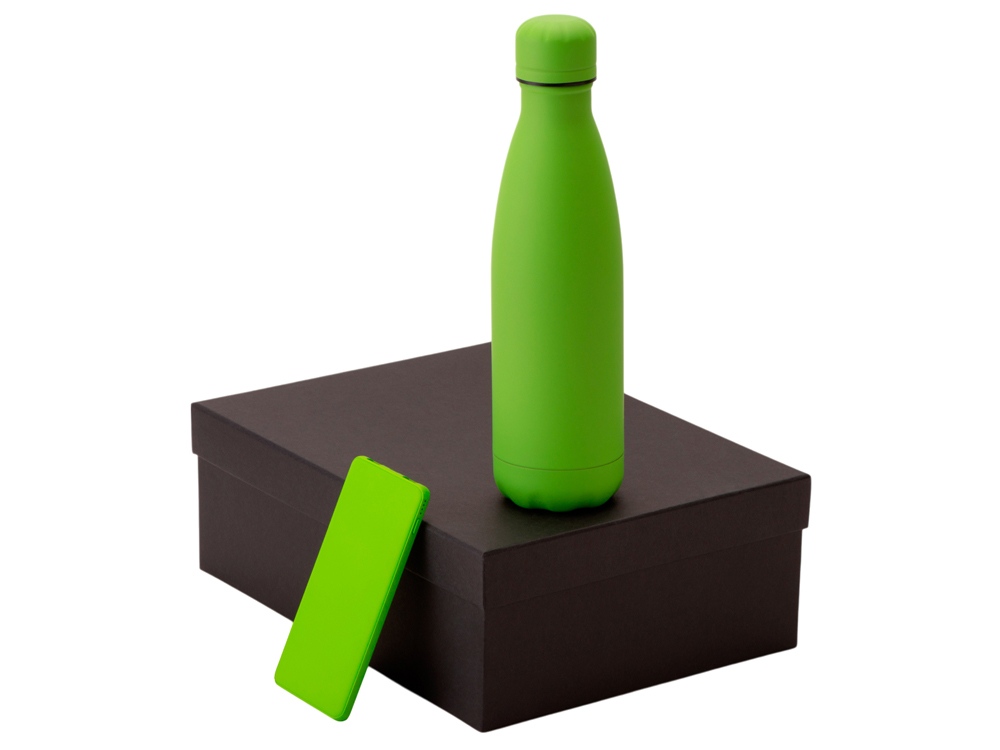 Подарочный набор с термобутылкой и повербанком С1, 5000 mAh, зеленое яблоко-0