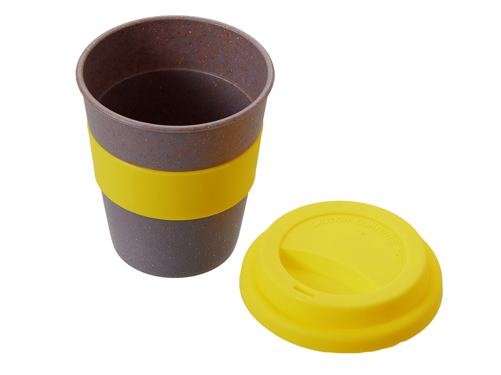 Стакан с силиконовой крышкой Cafe, желтый-1