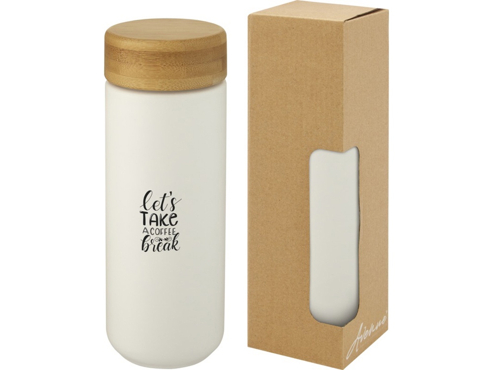 Lumi керамическая кружка объемом 300 мл с бамбуковой крышкой, белый-5