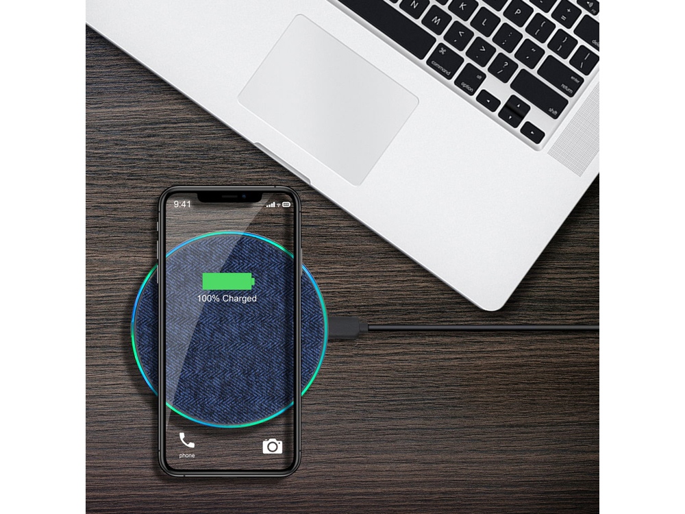 RIVACASE VA4915 BL3 беспроводное ЗУ 10 Вт, синяя ткань, 12/96-8