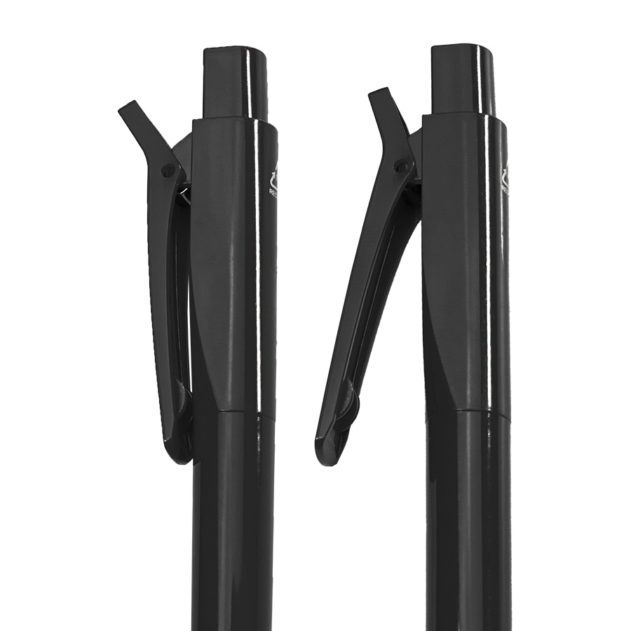 Ручка шариковая N22 с клипом-прищепкой, переработанный пластик, черный-1