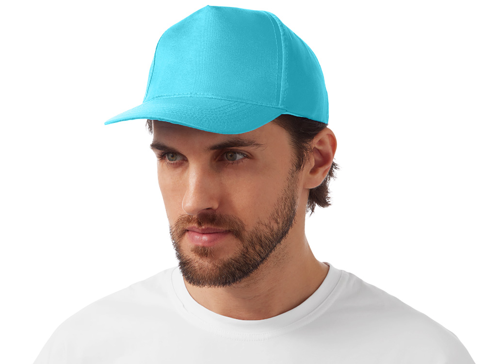 Бейсболка Poly 5-ти панельная 120 гр, лазурный-1