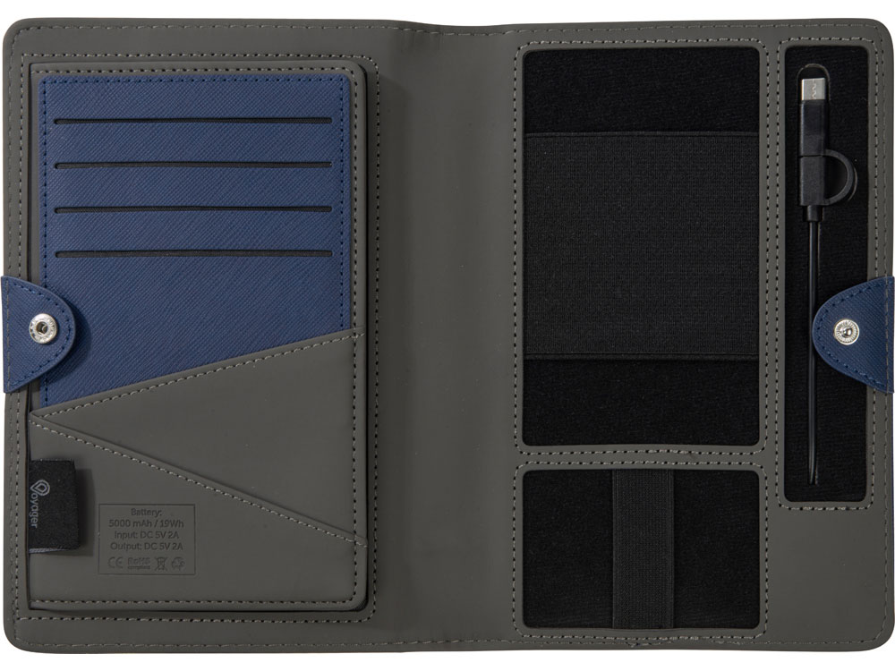 Органайзер с функцией беспроводной зарядки Manner, 5000 mah, темно-синий-6