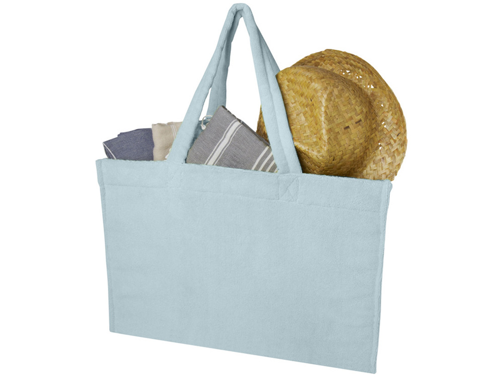 Пляжная эко-сумка Siam объемом 13 л из переработанной махровой ткани, сертифицированной GRS - Cloud Blue-2