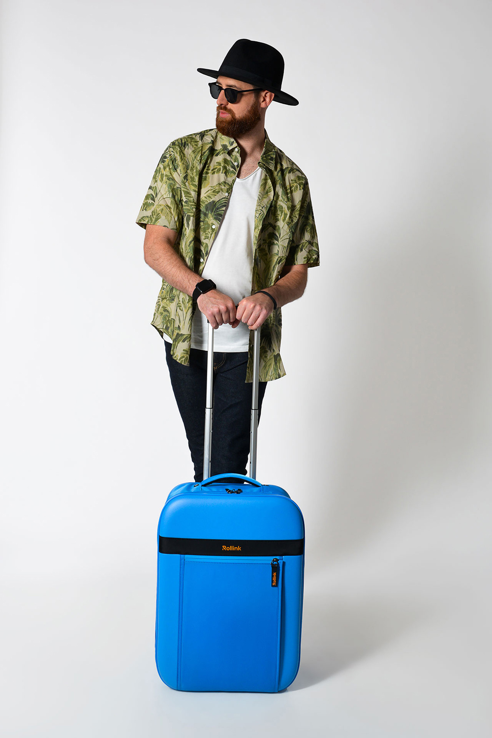Чемодан складной Rollink Aura 55x40x20 см, 2 колеса, синий-14