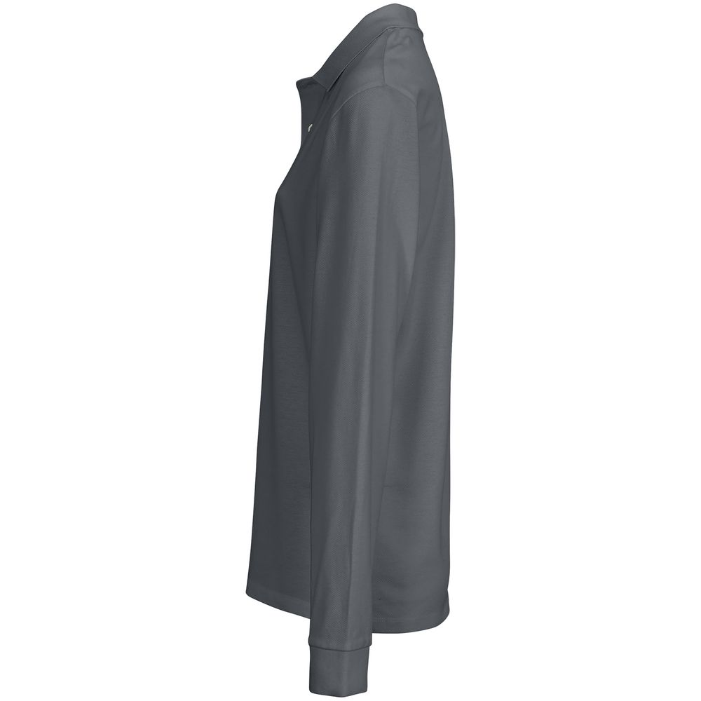 Рубашка поло унисекс с длинным рукавом Pacific LSL, темно-серая (графит)-1