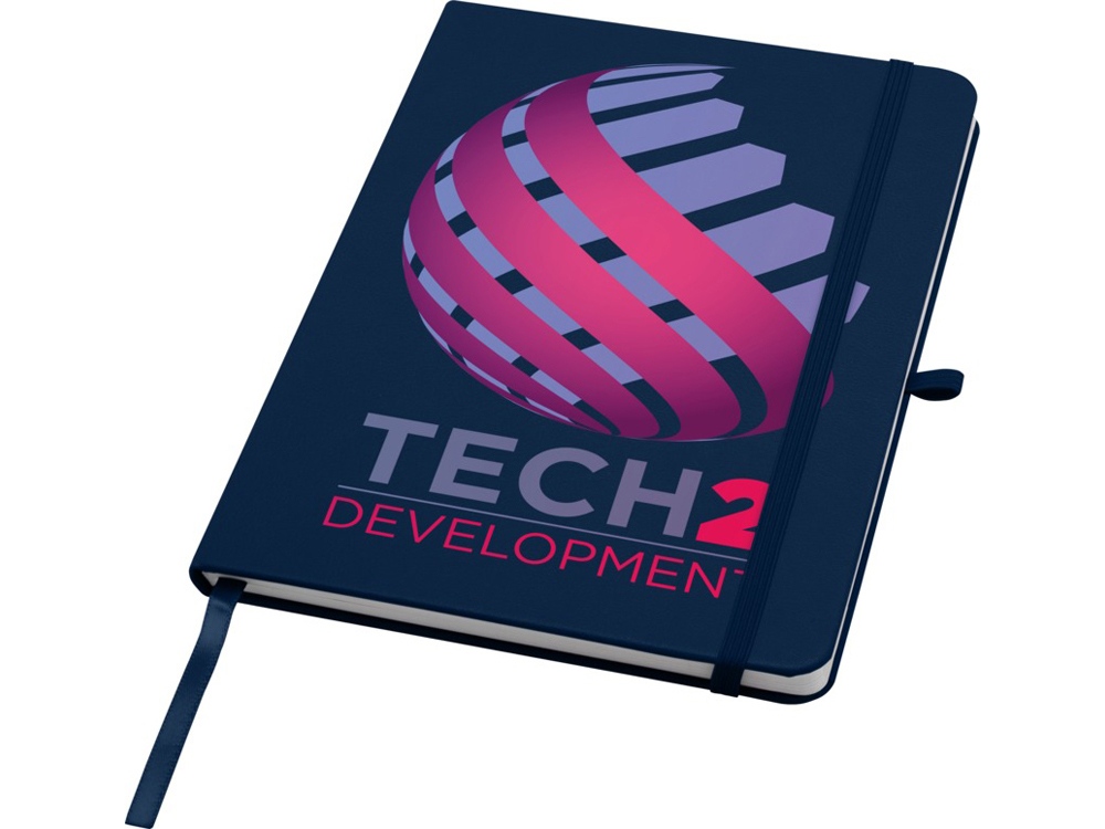 Teak блокнот А5 из переработан. материала в твердой обложке с линован. страницами - Темно - синий-5