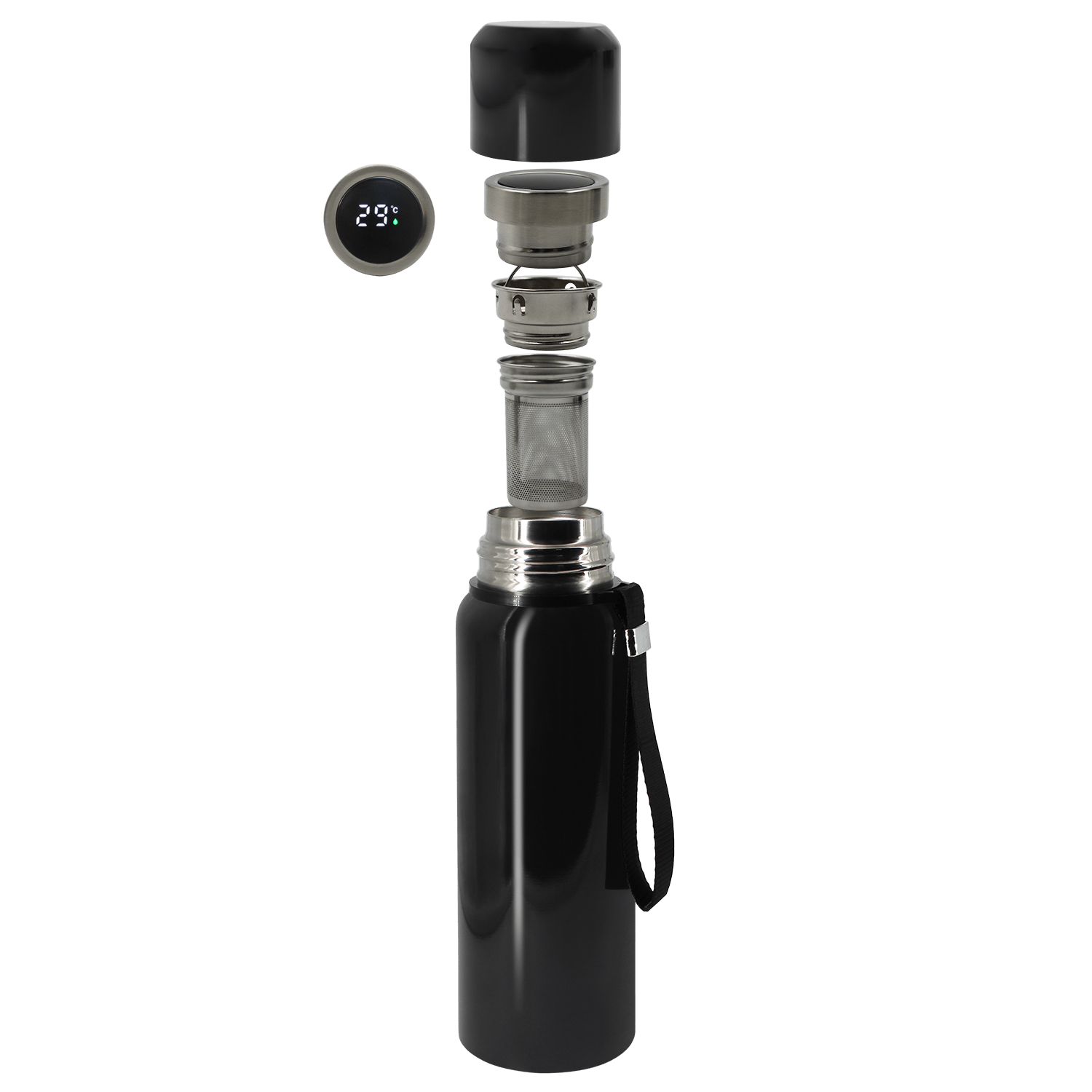 Термос S-travel New с датчиком температуры 600 мл. (черный)-3