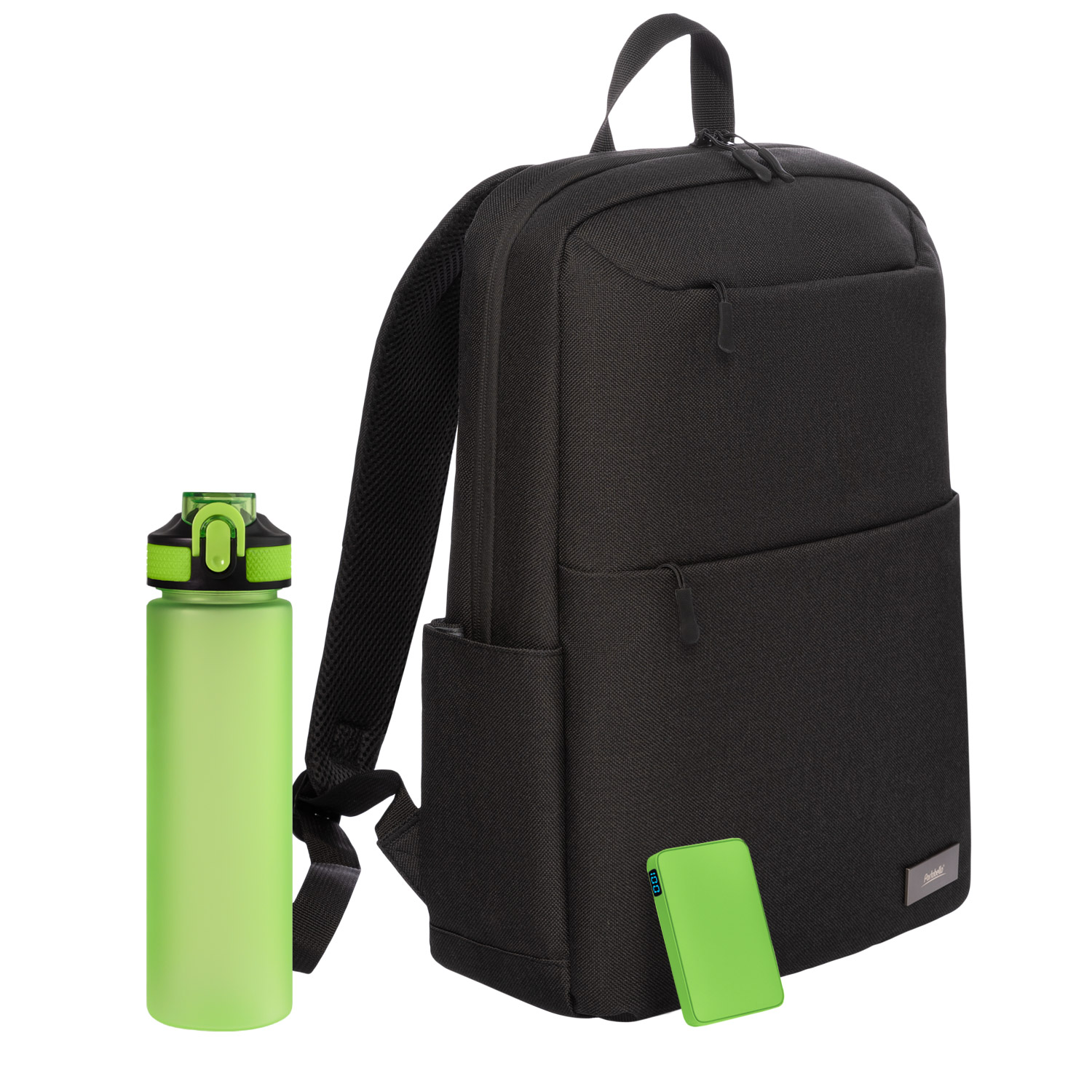 Подарочный набор Форст (Forst), черный/салатовый (бутылка, ЗУ, рюкзак)-0