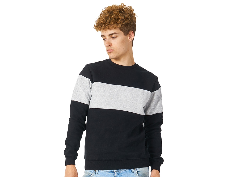 Свитшот блокинг Edinburgh, черный/серый меланж, мужской-0