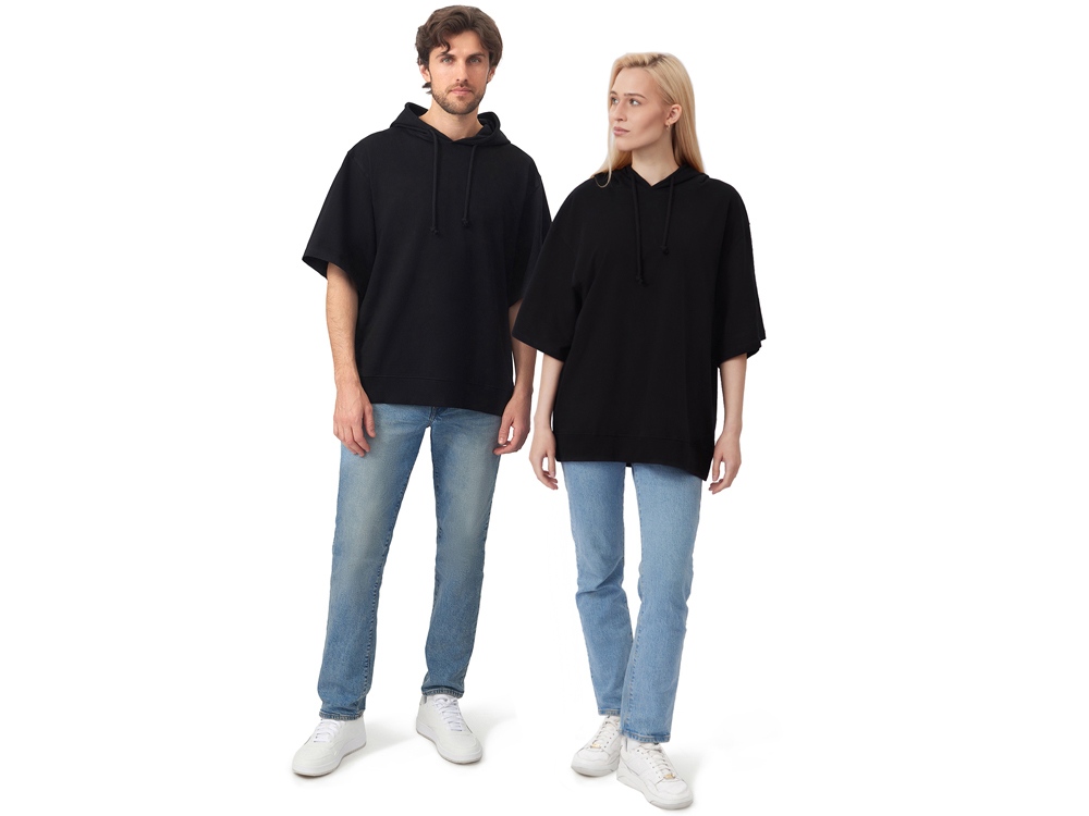 Худи оверсайз с коротким рукавом Warsaw унисекс, черный-7