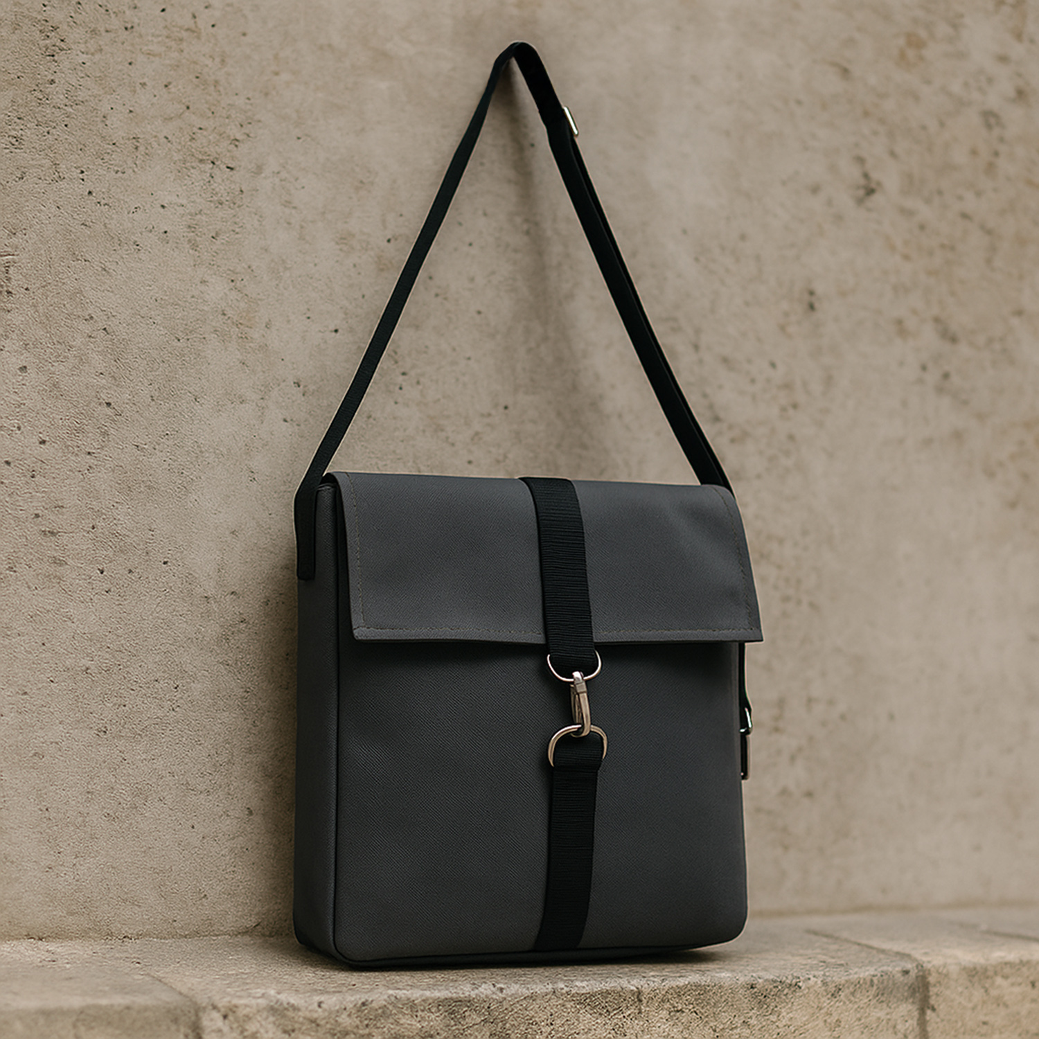 Шоппер Superbag Companion, с тремя отделениями, боковым креплением (карабин) и карманом (серый с черным)-11