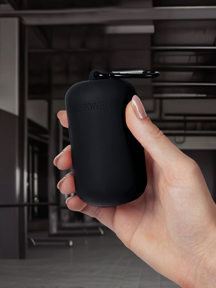Охлаждающее полотенце Narvik в силиконовом чехле, черное-3