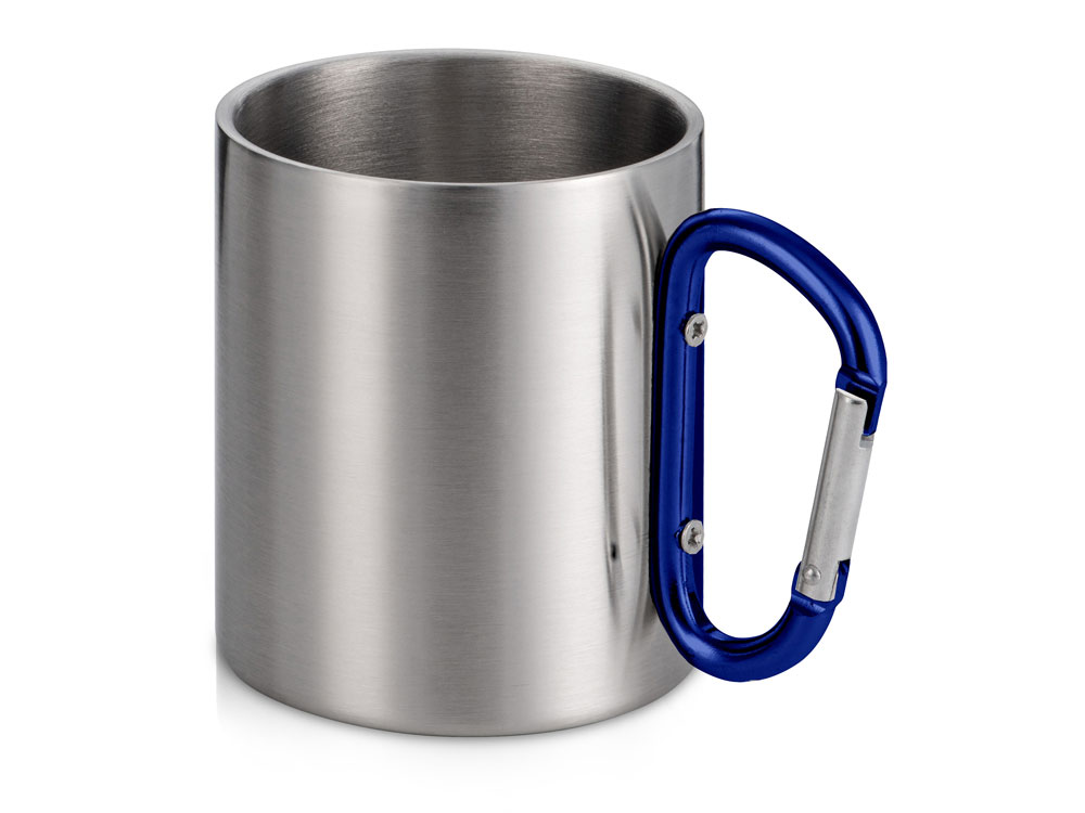 Стальная кружка Elbrus с двойными стенками и ручкой-карабином, 300 мл (глянцевая), синий-0
