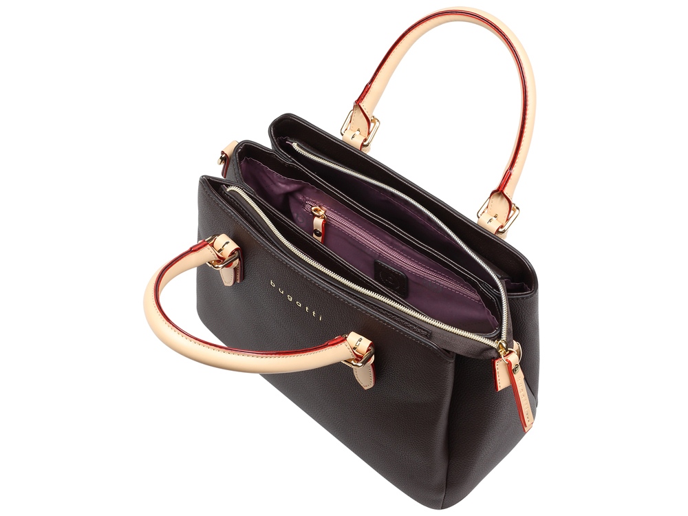 Сумка женская BUGATTI Ella, тёмно-коричневая, полиуретан, 30х12х23 см-2