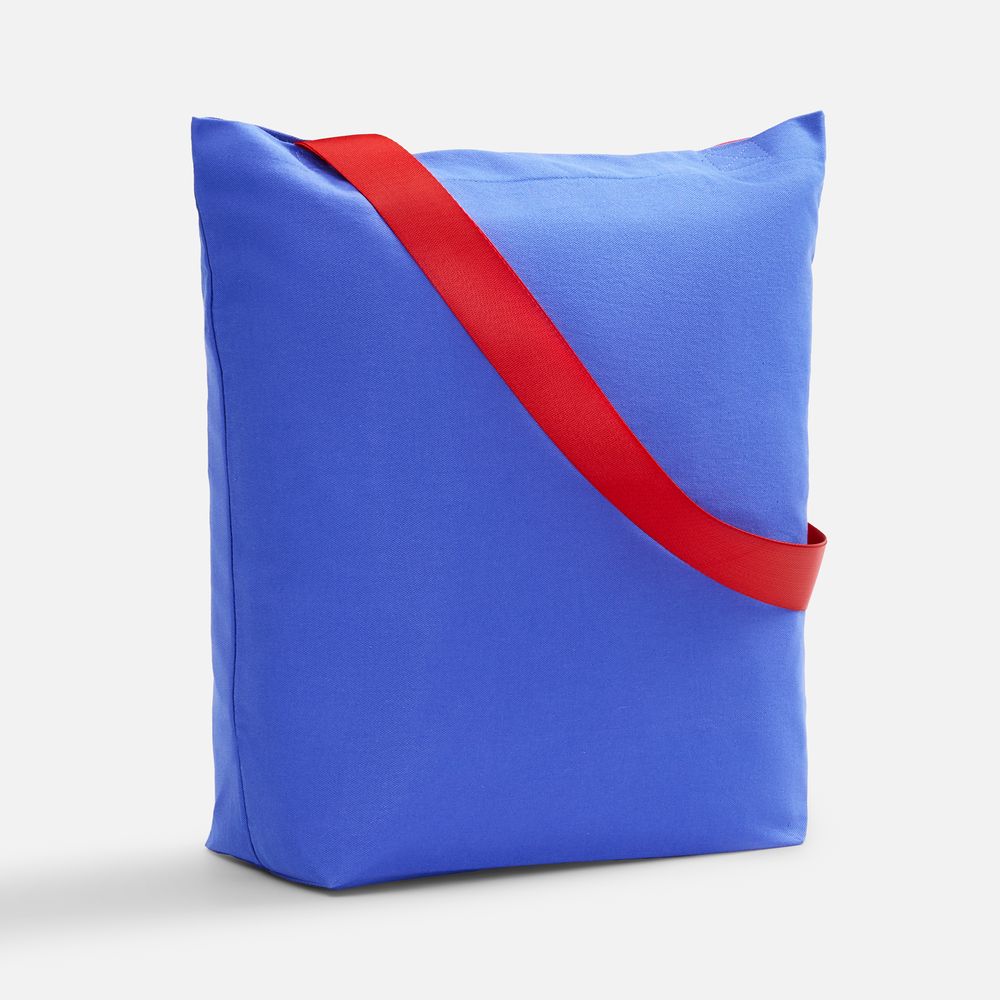 Шопер B5, синий с широкими красными ручками-0