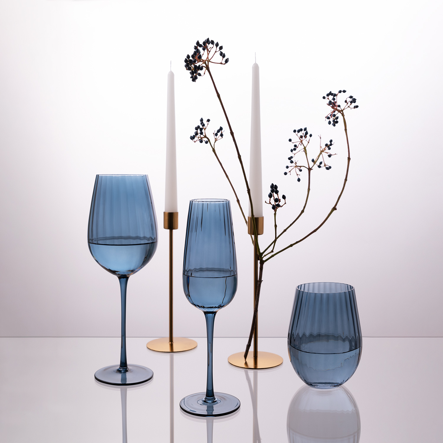 Бокал для шампанского Toscana, синий-5