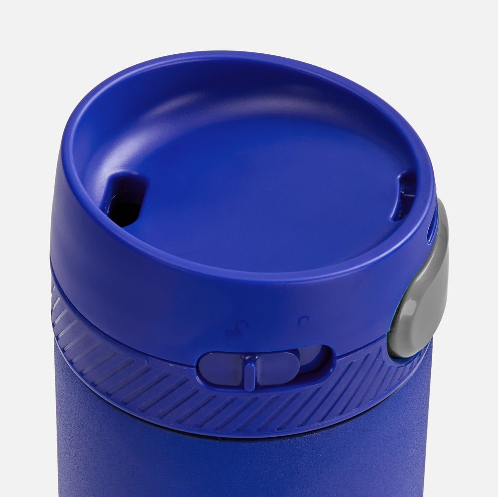 Термостакан X1 с цветной кнопкой, синий с серым-2