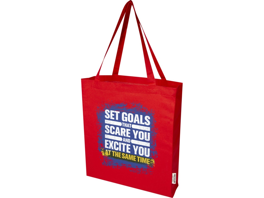 Madras эко- сумка с ластовицей из переработанного хлопка, сертифицированного согласно GRS, плотностью 140 г/м² - Красный-5