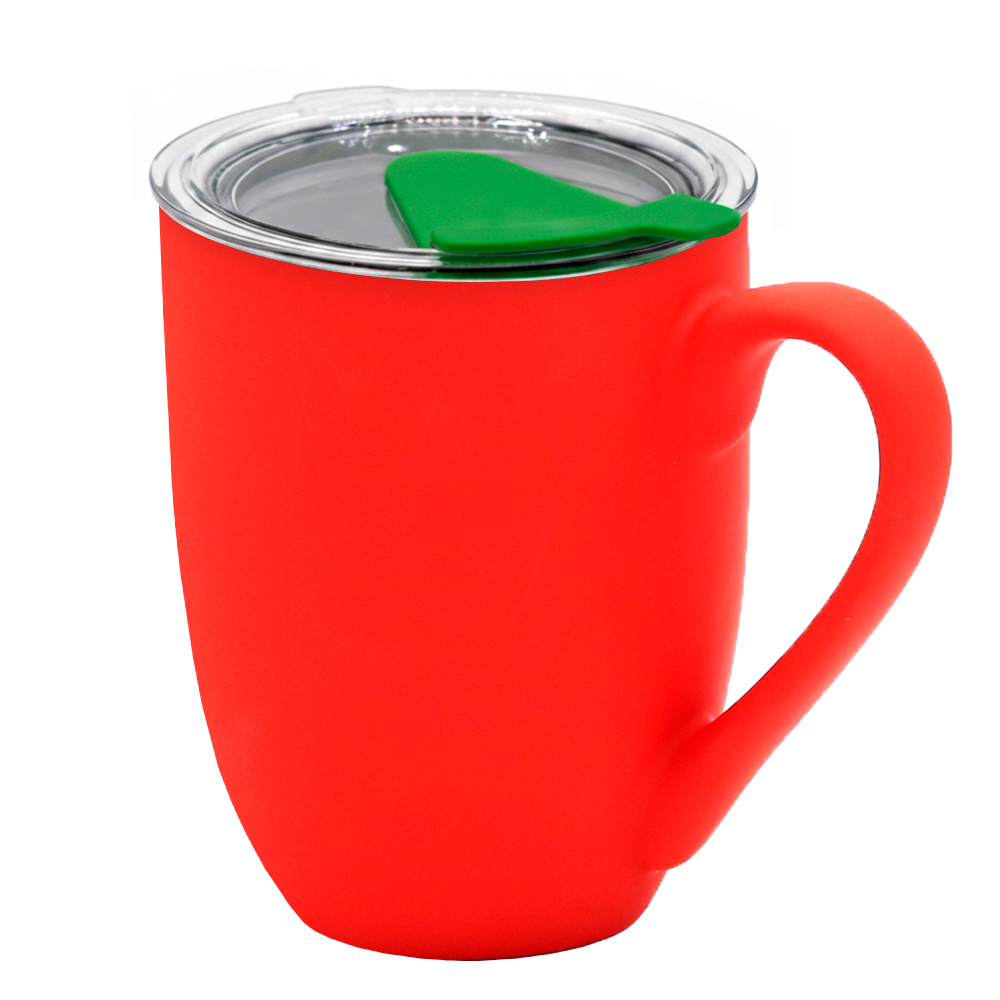 Кружка с крышкой Velvet Duo, Красный/Зеленый-0