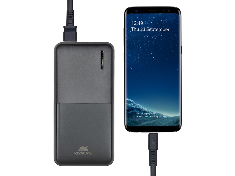 RIVACASE VA2571 (20000 мАч) QC/PD внешний аккумулятор, черный 12/24-8