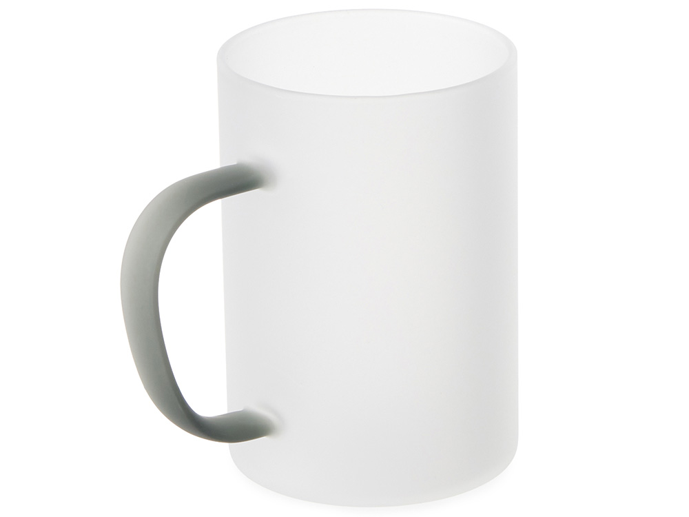 Стеклянная матовая кружка Акцент с цветной ручкой для сублимации, черный-1