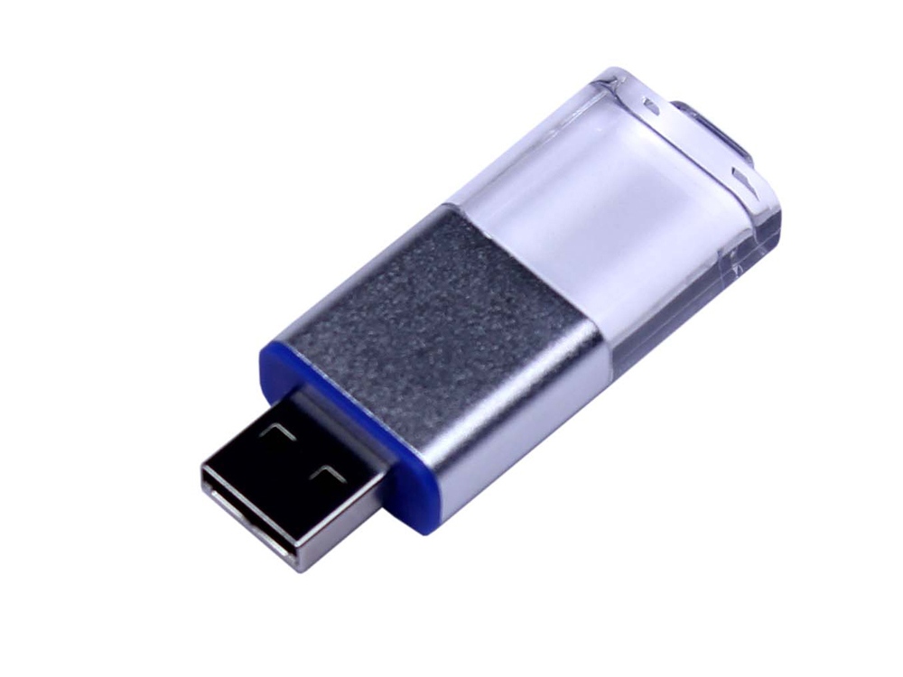 USB-флешка промо на 32 Гб прямоугольной формы, выдвижной механизм, синий-0