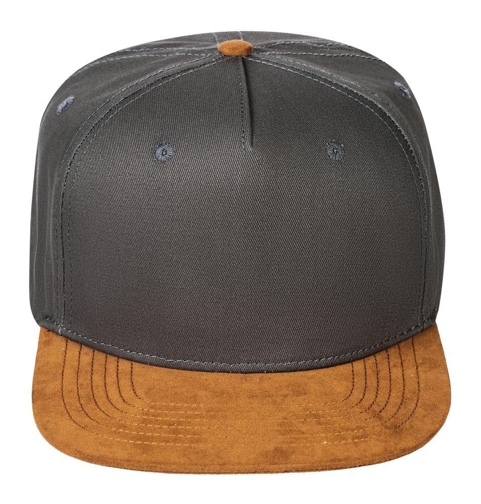 Бейсболка Foreside с прямым козырьком, серая с коричневым-1