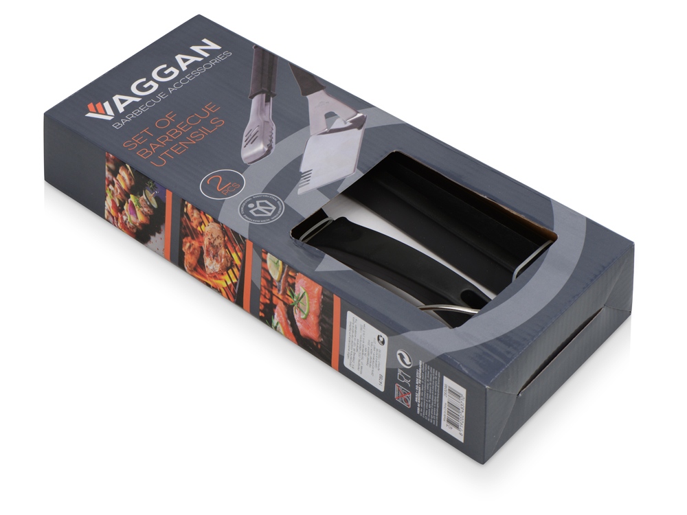 Набор аксессуаров для барбекю из двух предметов Grill, серебристый/черный-1