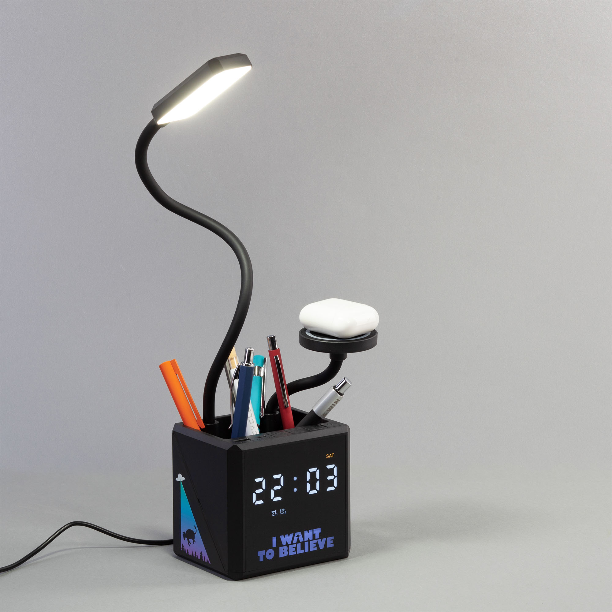 Лампа "Smart Flex" с беспроводным 3в1 (15W) ЗУ с MagSafe, часами, карандашницей и подсветкой логотипа-3