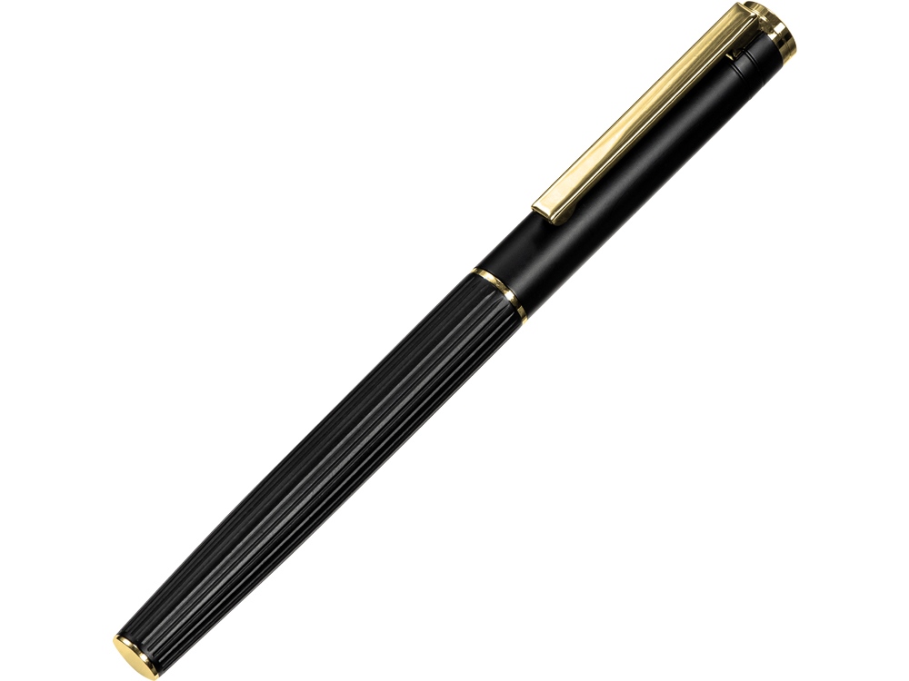 Металлическая ручка-роллер с золотистым слоем Monarch Gold, черная-0