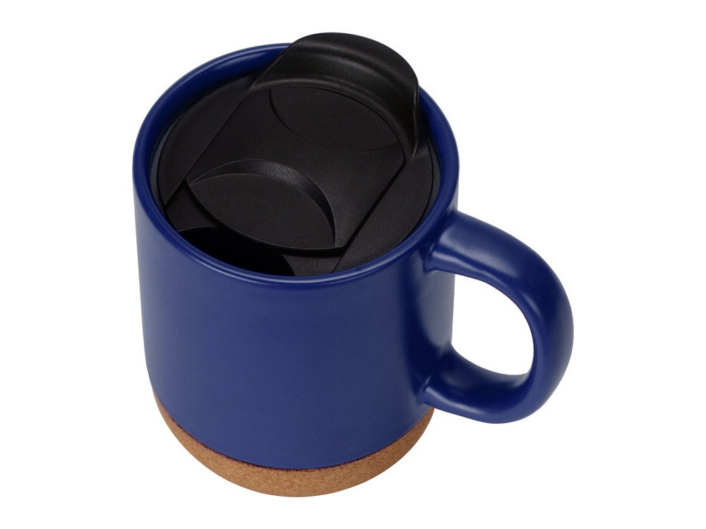 Кружка Denpasar с пробковым дном и крышкой, цветная с двух сторон, синий-1