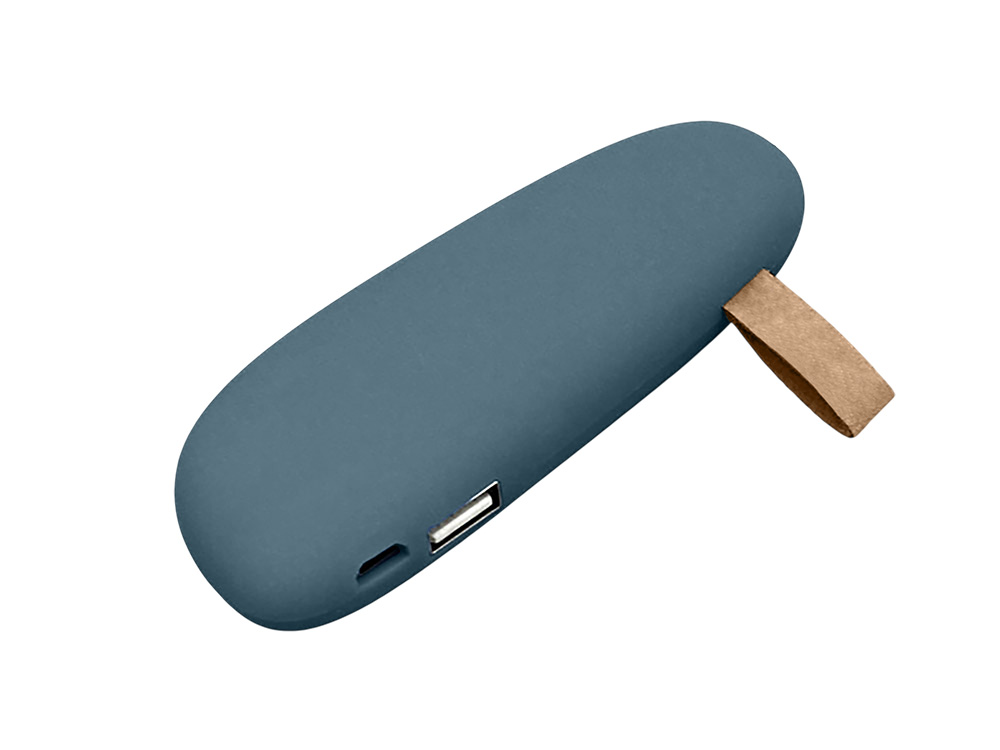 PB_Small_stone Универсальное зарядное устройство power bank в форме камня. 2600MAH. Темно-синий (чистый хлястик)-0