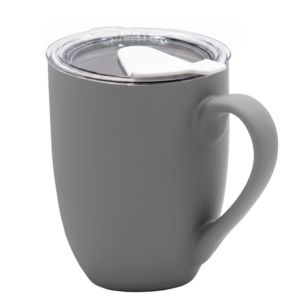 Кружка с крышкой Velvet Duo, Тёмно-серый/белый-0