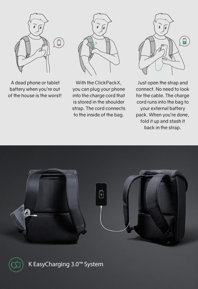 Рюкзак ClickPack X 45х32х15,5 см, с клапаном, черный-37