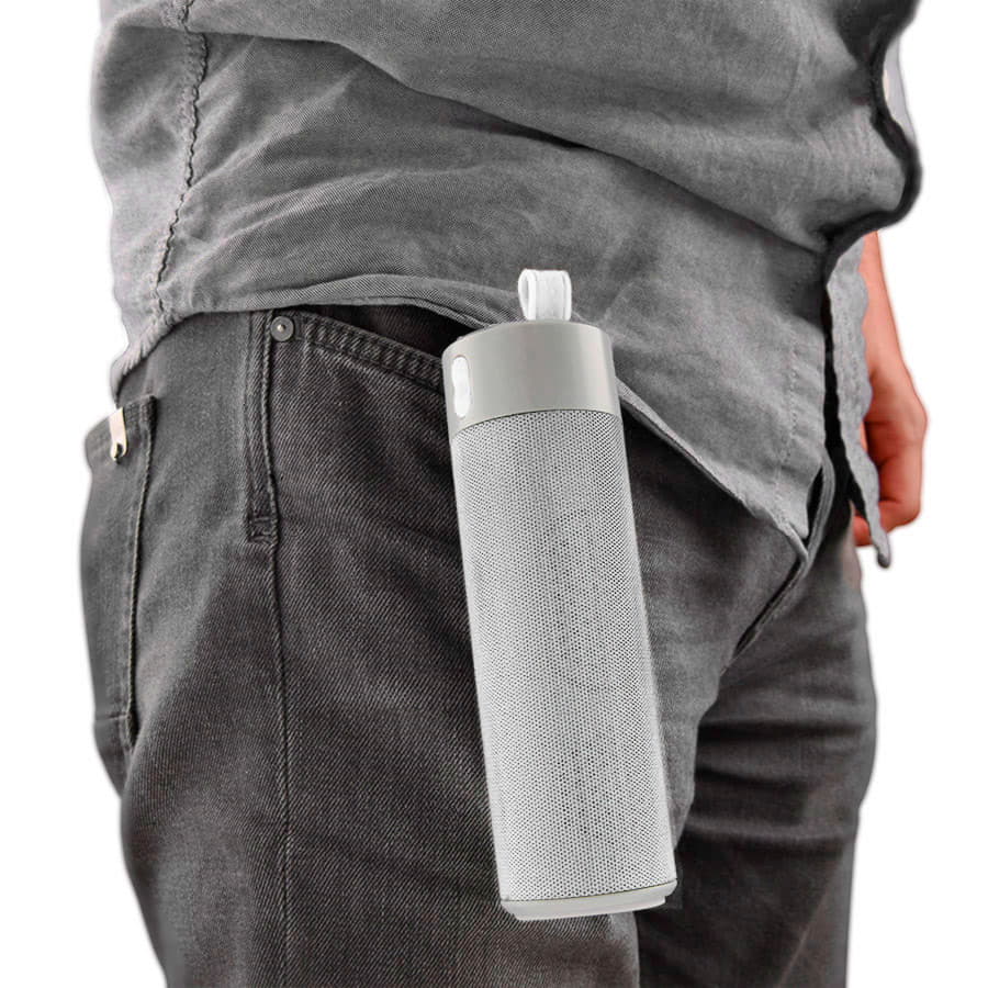 Bluetooth колонка TURBO TUBE с зарядным устройством (2000mAh) и моноподом , белый, серый-12