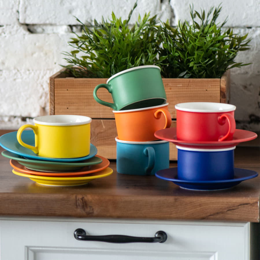 Чайная пара ICE CREAM, зеленый, белый-1