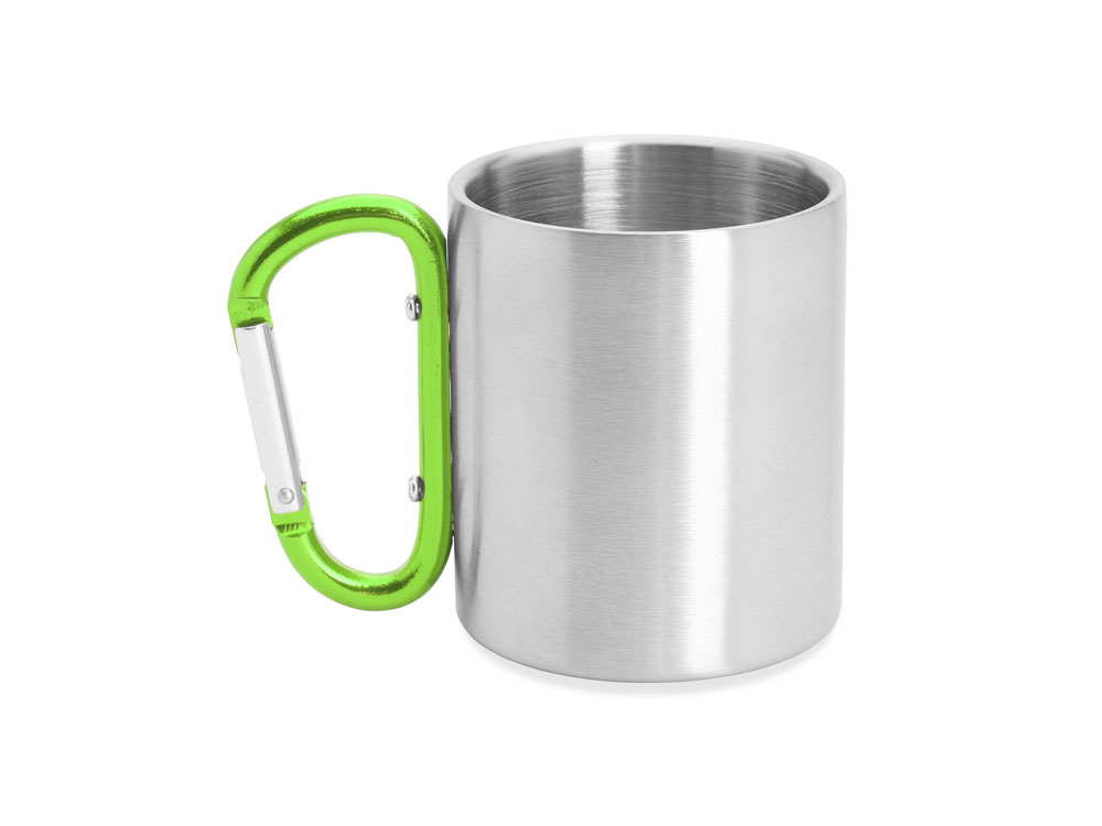 Кружка GUAYA с ручкой карабином, 230 мл, серебристый/папоротник-3