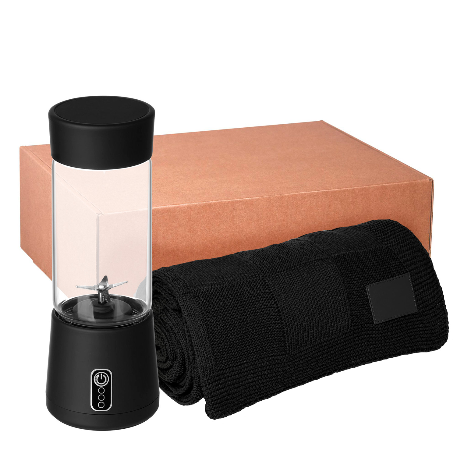 Подарочный набор Феличе (Felice), Селла (Cella), черный (плед, блендер)-0