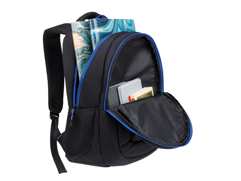 Рюкзак TORBER КЛАСС, черный с синей вставкой, полиэстер 900D, 45 x 32 x 16 см-5