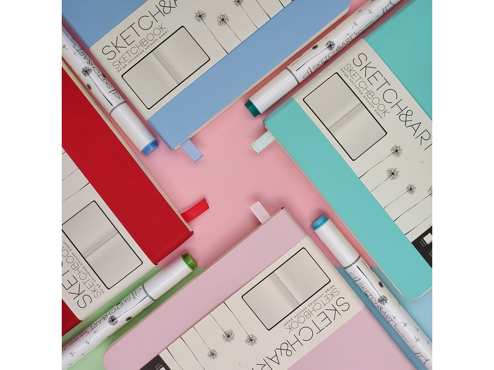 Скетчбук Sketch & Art в мягком переплете 145х145 мм, 100 л. бежевой бумаги 100 гр., мятный-4