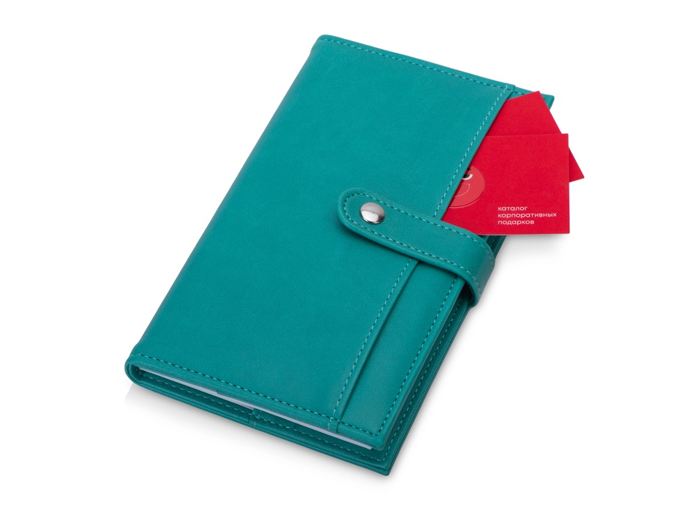 Блокнот-кошелек с сменным блоком А6 Wall Street, 64 листа, бирюзовый-0