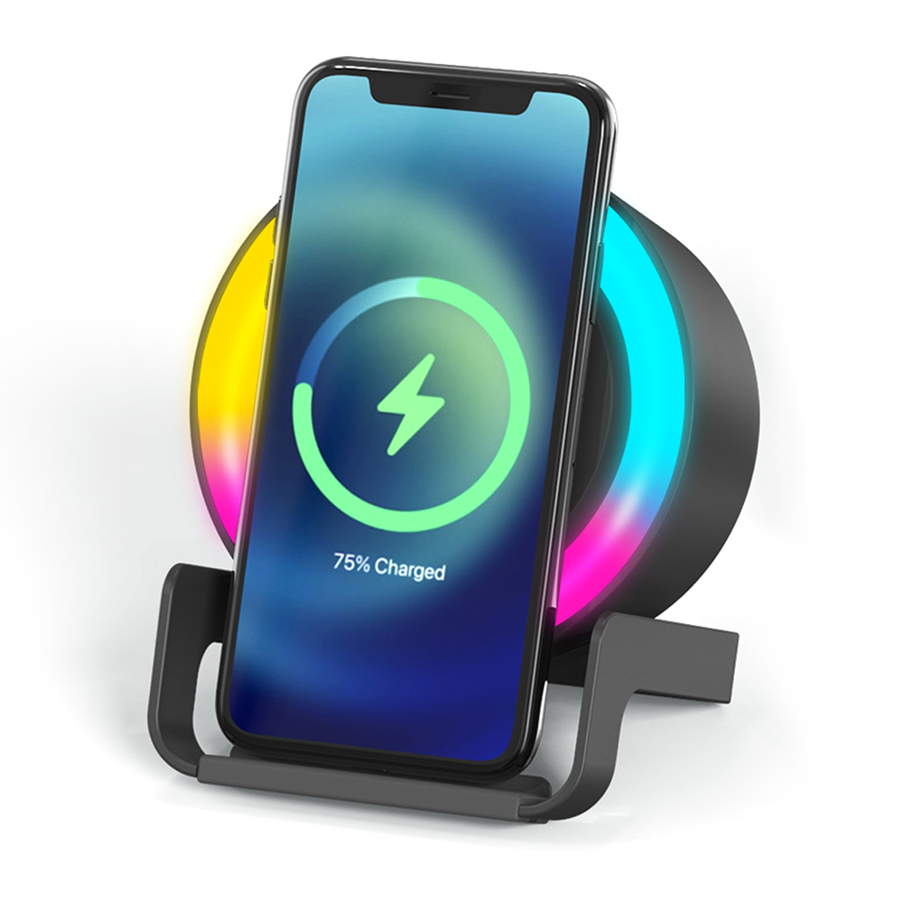 Беспроводная Bluetooth колонка U-Tone RGB c функцией беспроводной зарядки 15W, Черный.-1