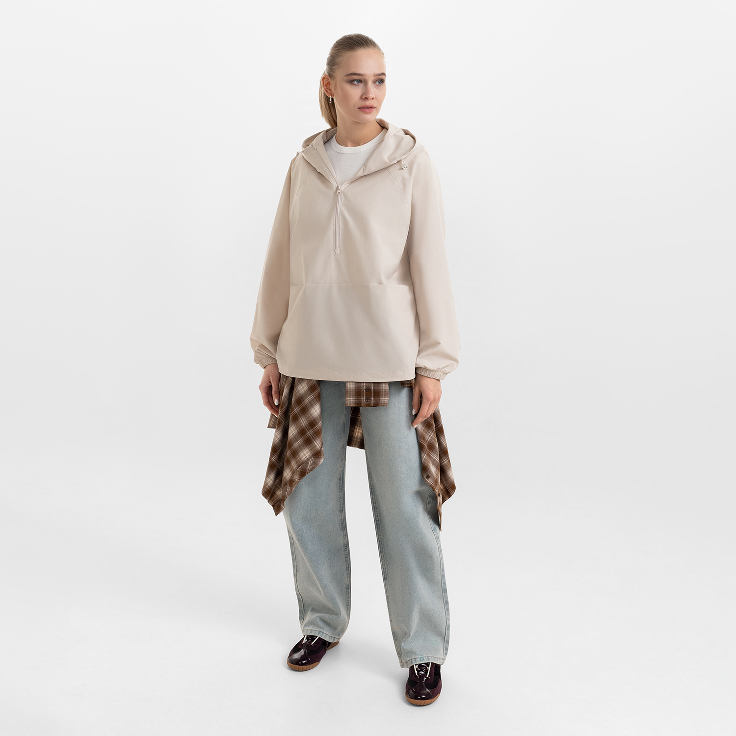 Ветровка (анорак) оверсайз унисекс RISSMAN, бежевая-3