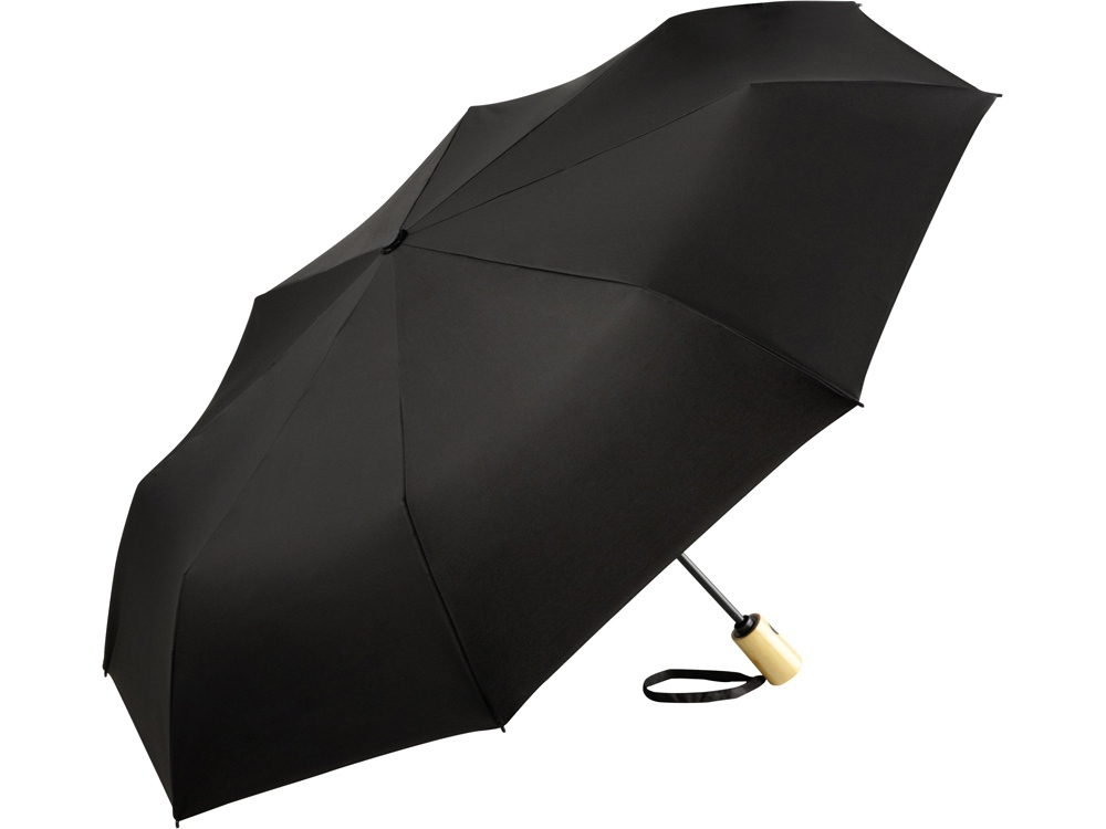 Зонт складной 5429 ÖkoBrella из бамбука, полуавтомат, черный-0