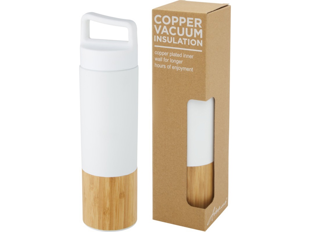 Torne Бутылка из нержавеющей стали объемом 540 мл с медной вакуумной изоляцией и внешней стенкой из бамбука, белый-0