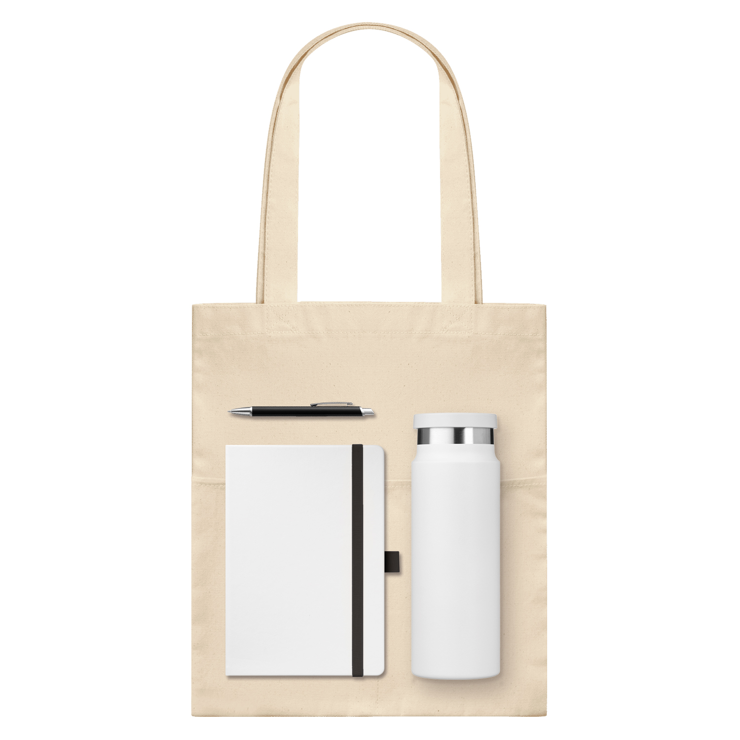 Подарочный набор Arctic, белый/черный (ежедневник, ручка, термобутылка, шоппер)-0