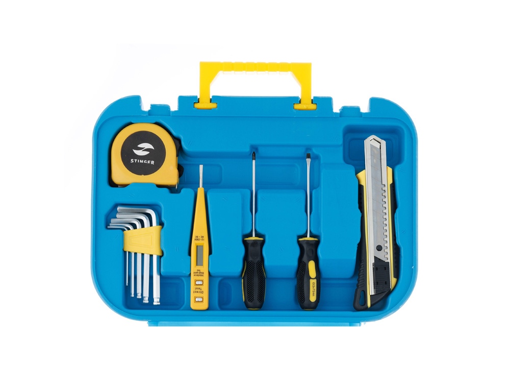 Набор инструментов Stinger, 15 инструментов, в пластиковом кейсе, 290х205x75 мм, синий-4