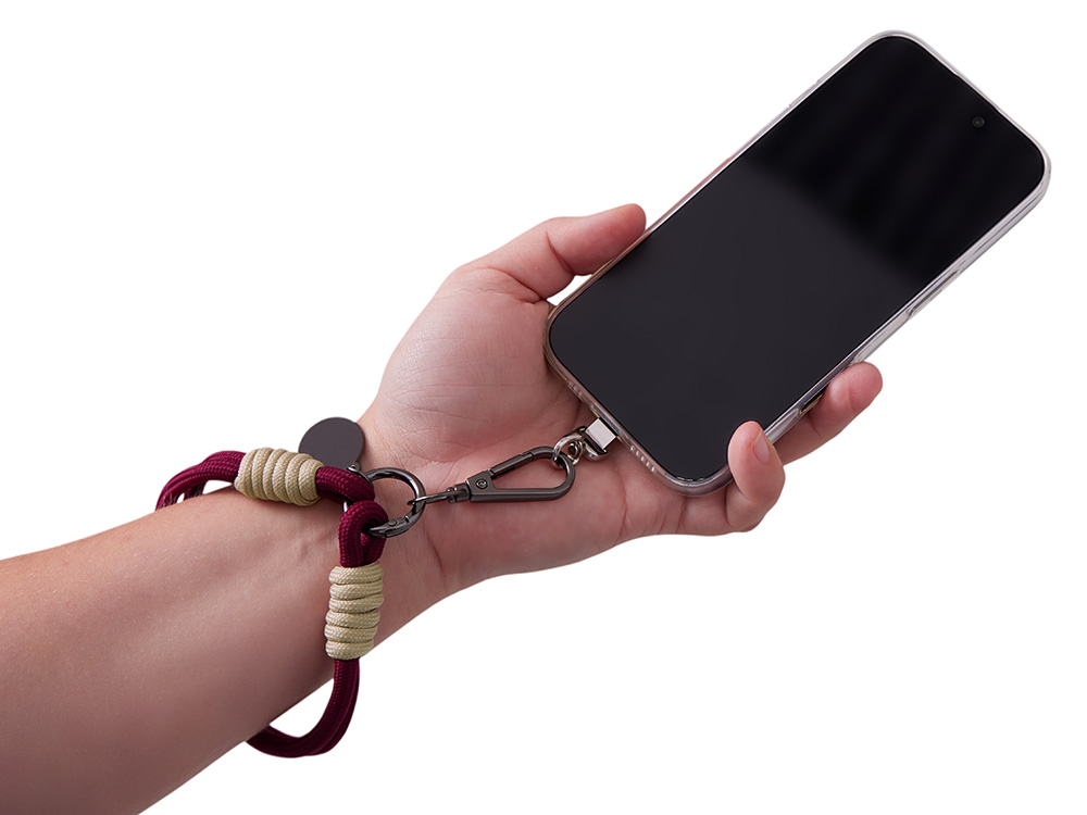 Брелок-браслет Bohemian c металлическим держателем для телефона, бургунди-2